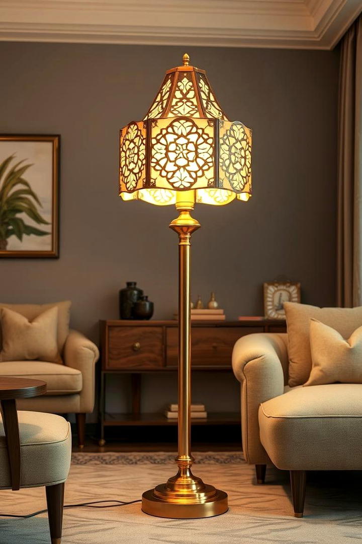 Art Deco Floor Lamp with Pattern - 30 Living Room Floor Lamp Ideas and Inspiration