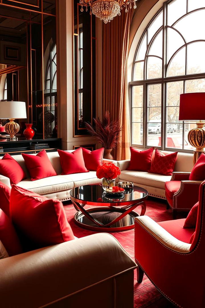 Art Deco Red Influences - 30 Red Living Room Ideas