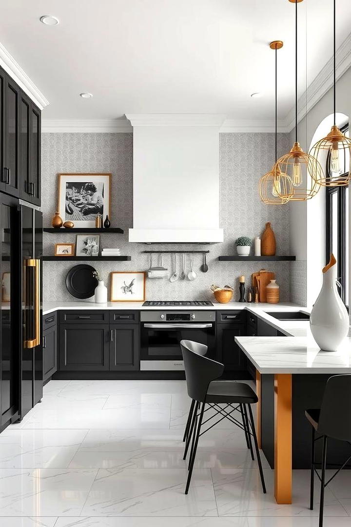 Art Inspired Decor Elements - 30 black white and gold kitchen ideas