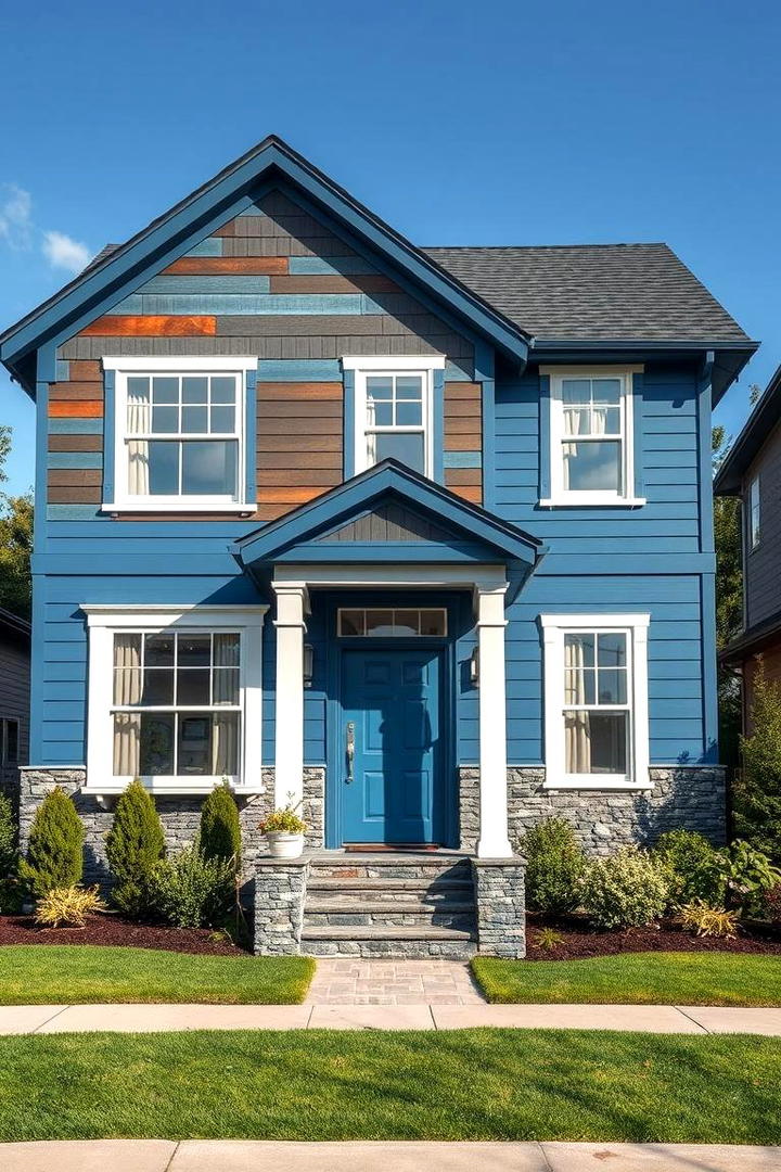 Artful Blue Blend Design - 30 Blue Exterior House Colors