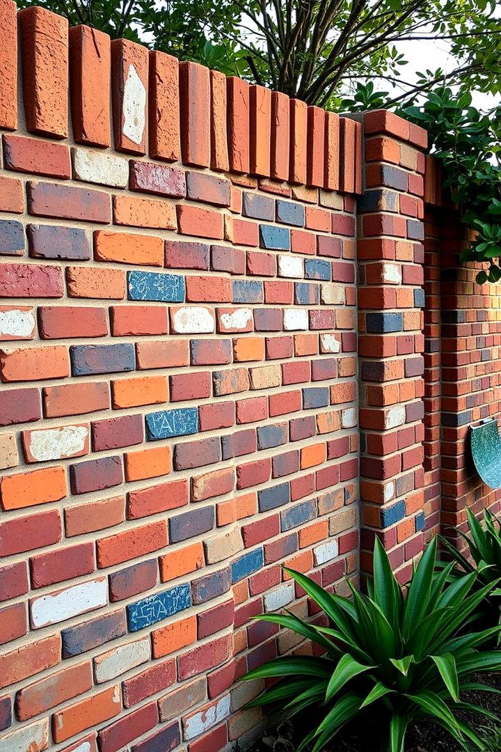 Artisan Brick Mosaic Fence - 30 Brick Fence Ideas