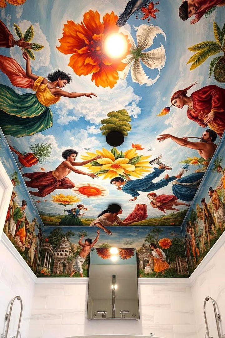 Artisan Hand Painted Murals - 30 Bathroom Ceiling Ideas