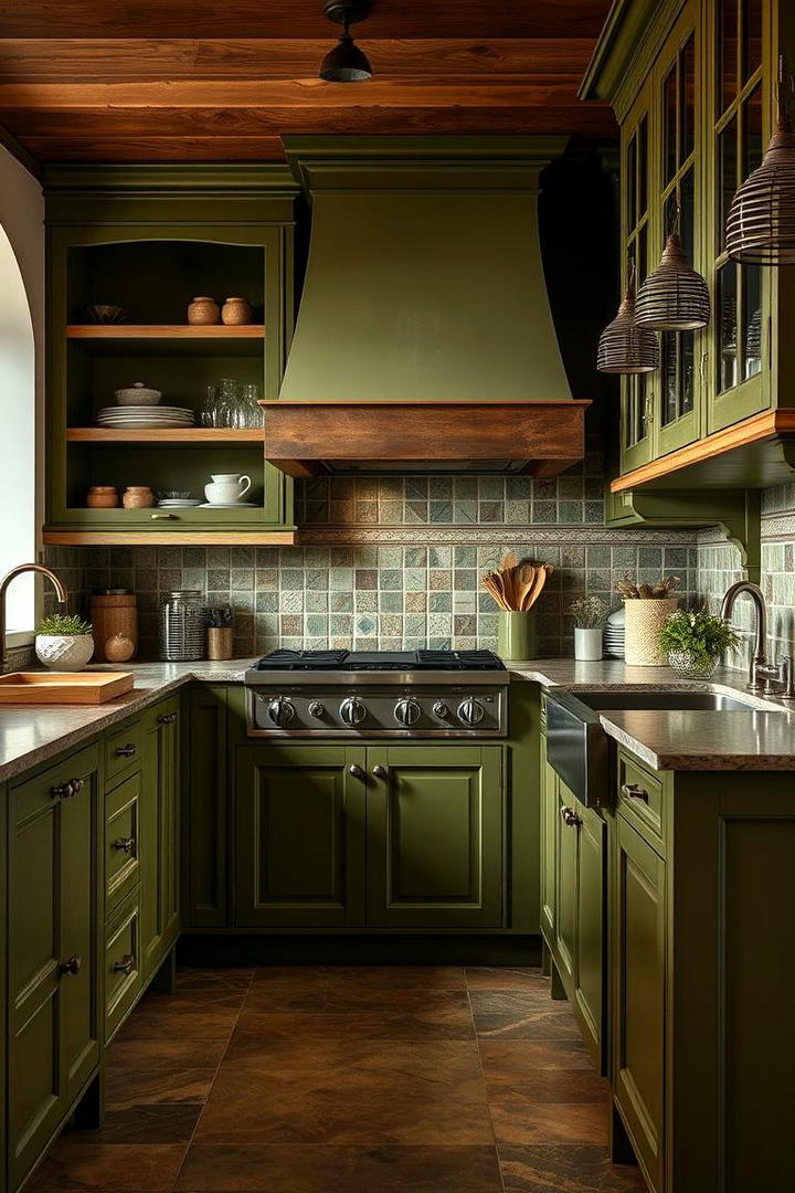 Artisan Olive Green Detailing - 30 Olive Green Kitchens