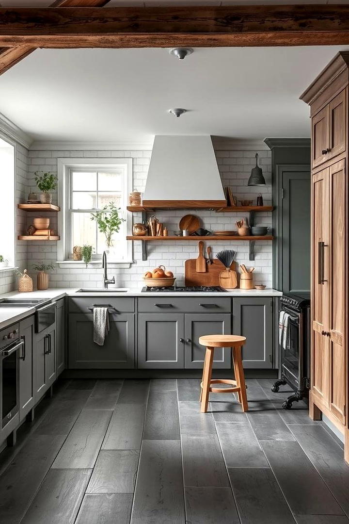 Artisanal Grey Kitchen with Unique Details - 30 Kitchens With Grey Floors