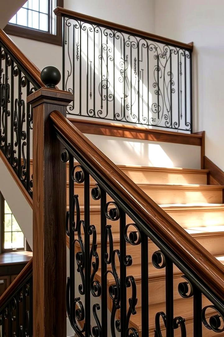 Artisanal Metal Detailing - 30 Farmhouse Rustic Stair Railing Ideas