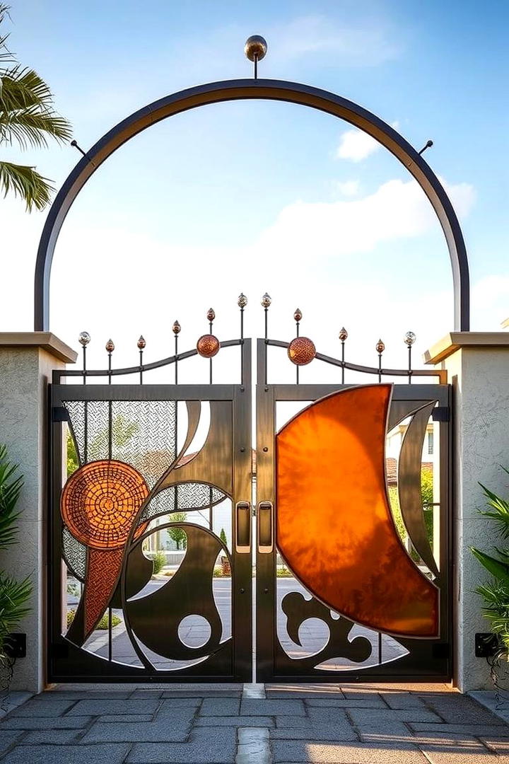 Artistic Abstract Metalwork Gate - 30 Driveway Gate Ideas