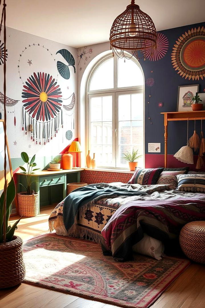 Artistic Accent Walls - 30 Boho Teen Bedroom Ideas