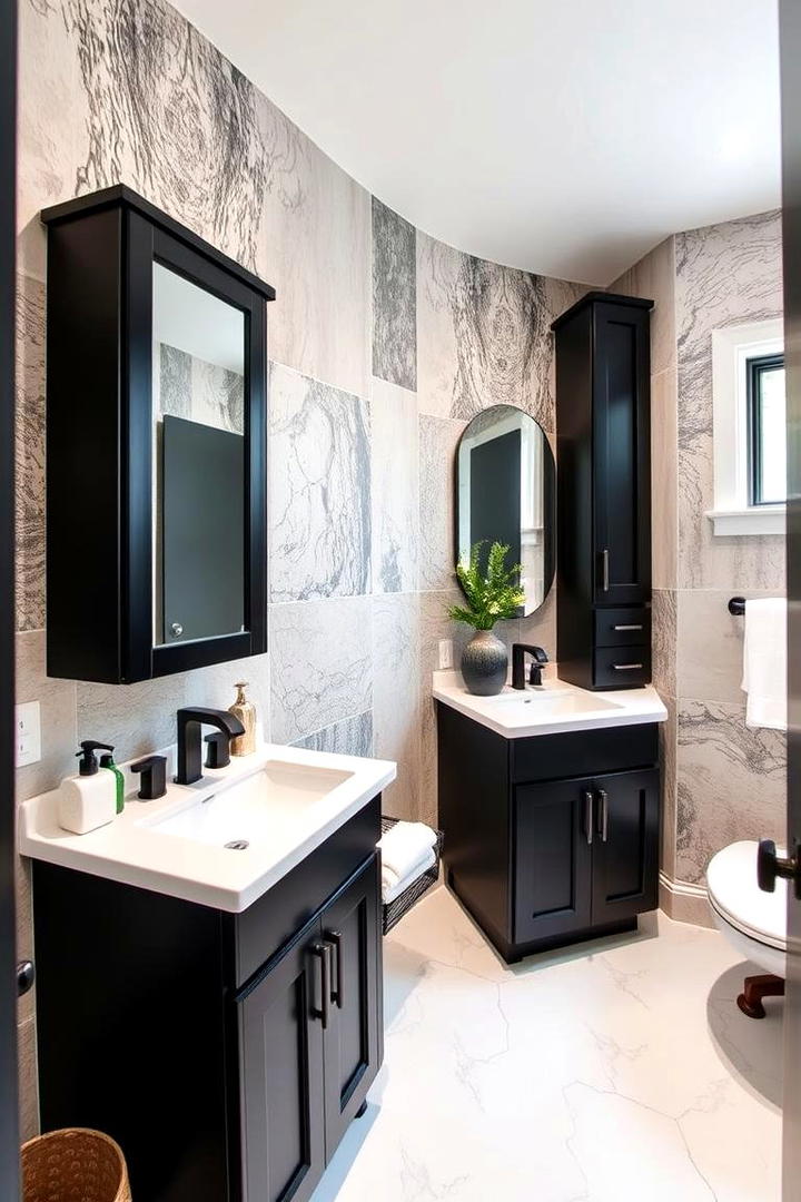 Artistic Accent Walls - 30 bathroom with black cabinets ideas