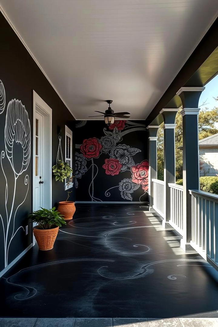 Artistic Black Wall Murals - 30 Black Porch Ideas