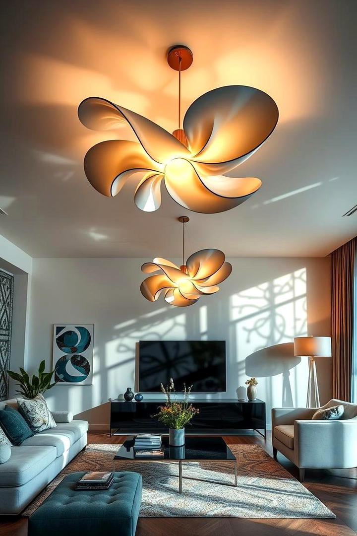 Artistic Ceiling Sculptures - 30 Living Room Ceiling Lighting Ideas