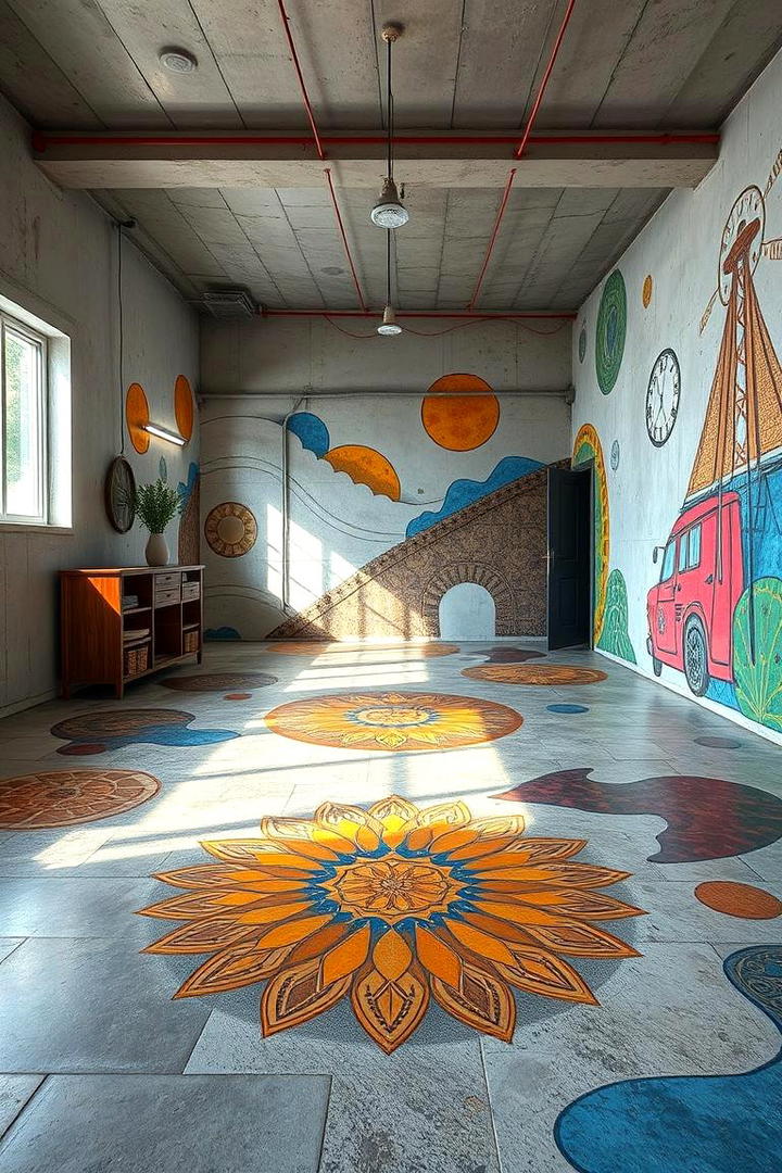 Artistic Concrete Murals - 30 Concrete Floor Ideas