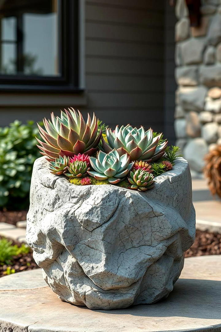 Artistic Concrete Planter Sculpture - 30 Outdoor Succulent Container Ideas