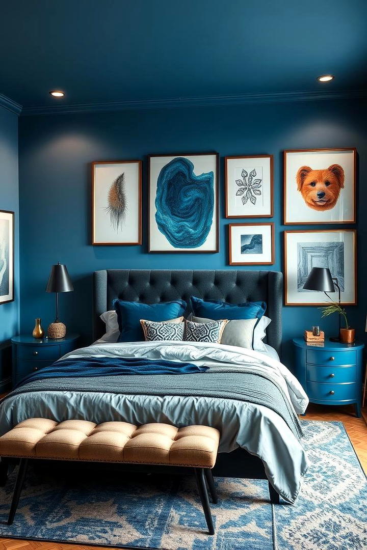 Artistic Expression Space - 30 Blue and Grey Bedroom Ideas