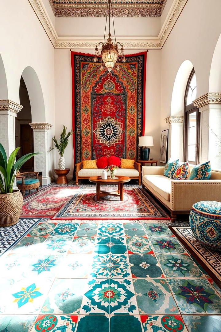 Artistic Floor Patterns - 30 Moroccan Living Room Ideas