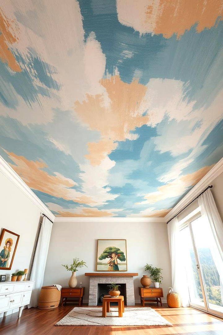 Artistic Hand Painted Ceiling - 30 Ceiling Paint Ideas