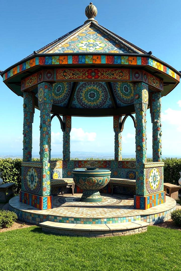 Artistic Mosaic Gazebo - 30 Backyard Gazebo Ideas