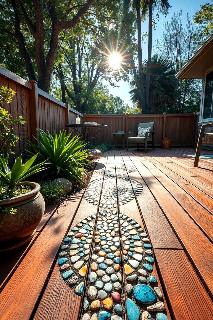 Artistic Mosaic Inlays - 30 Backyard Deck Ideas on a Budget