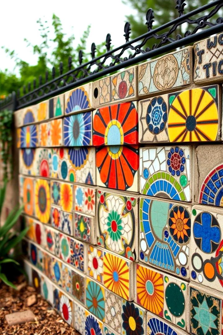 Artistic Mosaic Masterpiece - 30 Cinder Block Fence Ideas