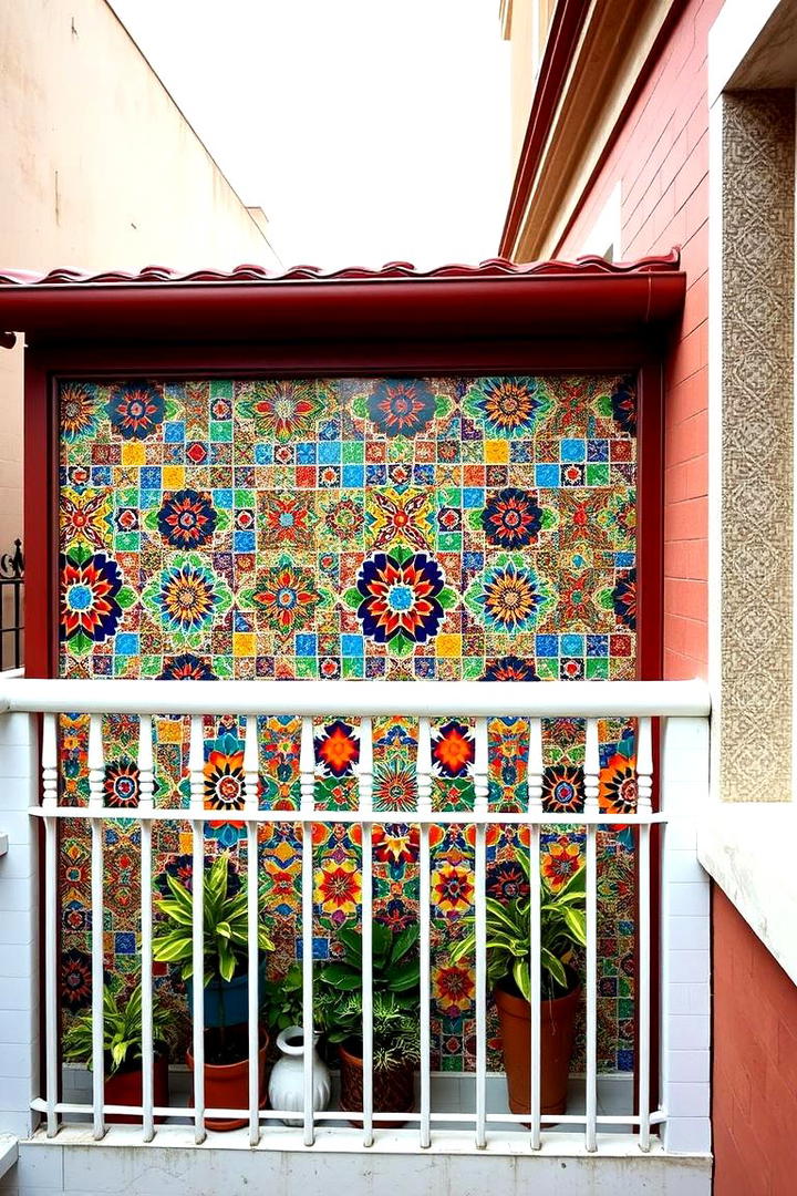 Artistic Mosaic Screen - 30 Balcony Privacy Ideas