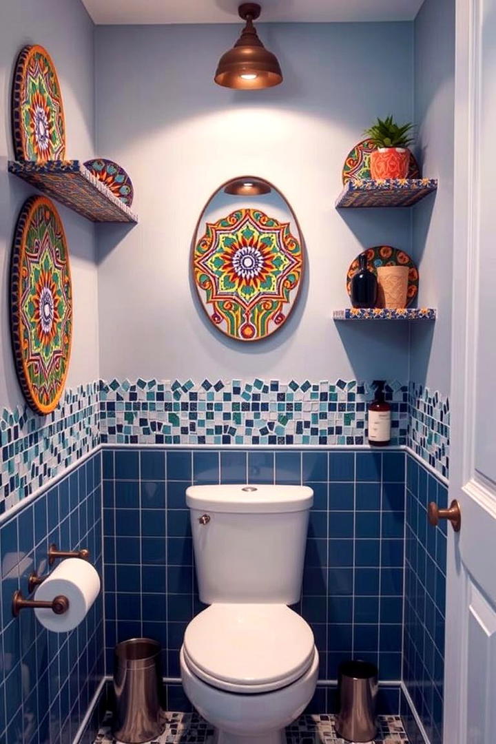 Artistic Mosaic Shelves - 30 Small Bathroom Shelving Ideas