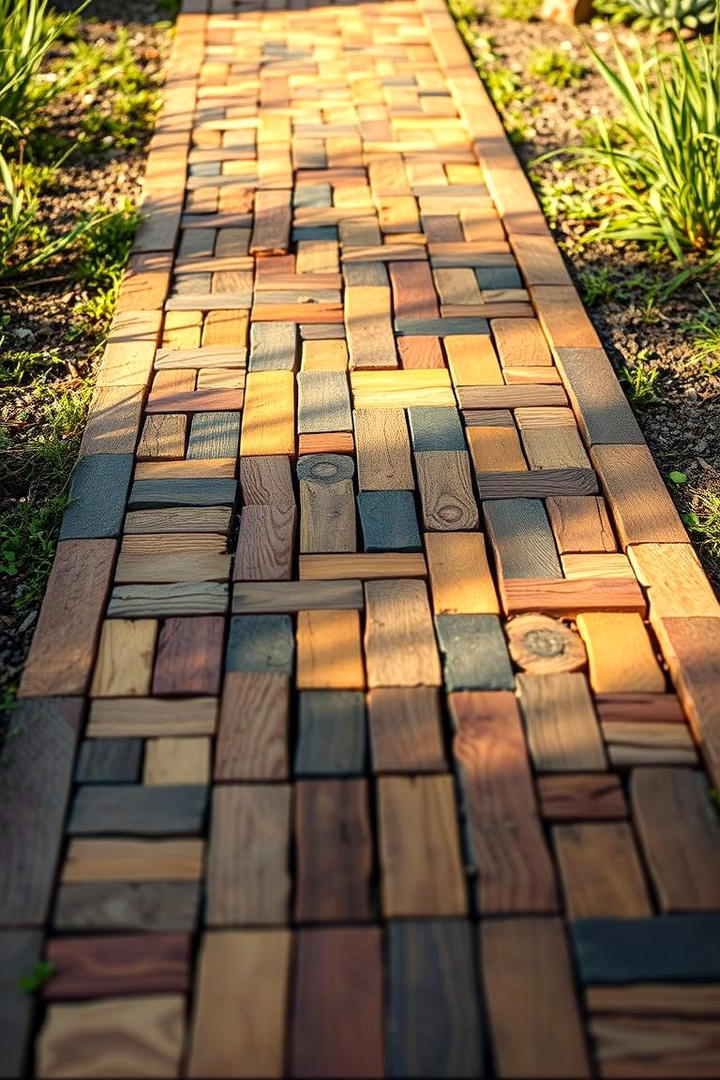 Artistic Mosaic Walkway - 30 Wooden Walkway Ideas