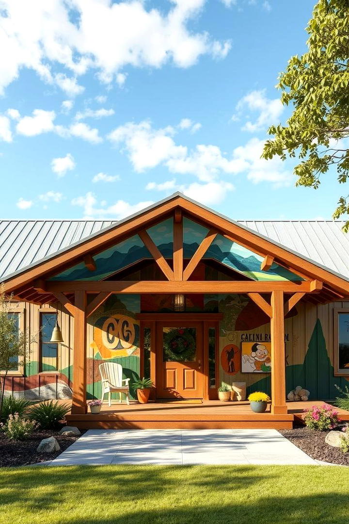 Artistic Outdoor Murals - 30 Barndominium Front Porch Ideas