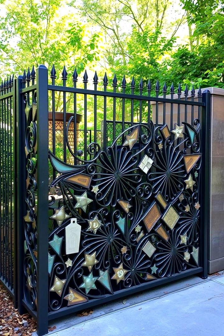 Artistic Recycled Metal Fence - 30 Corner Fence Ideas