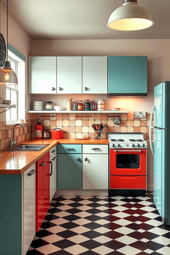 Artistic Retro Checkerboard - 30 Kitchens With Checkered Floors