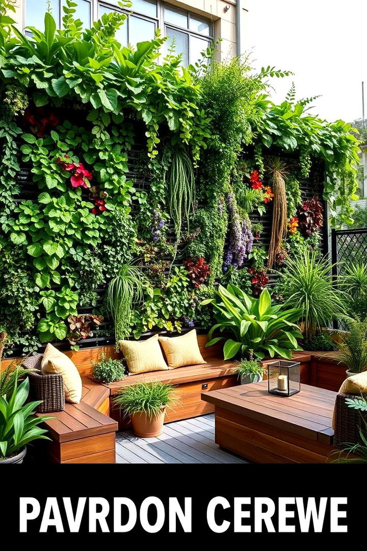 Artistic Vertical Garden with Integrated Seating - 30 Decorative Fence Ideas