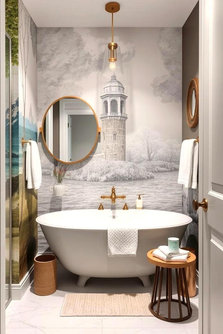 Artistic Wall Accents - 30 Small Master Bathroom Ideas