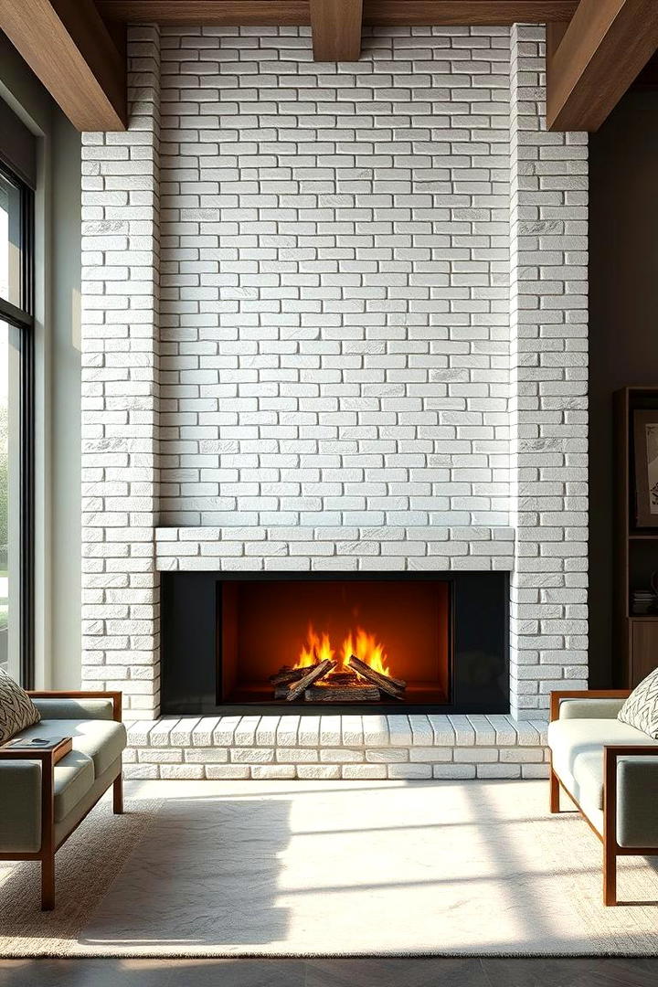 Artistic White Brick Feature Wall - 30 White Brick Fireplace Ideas