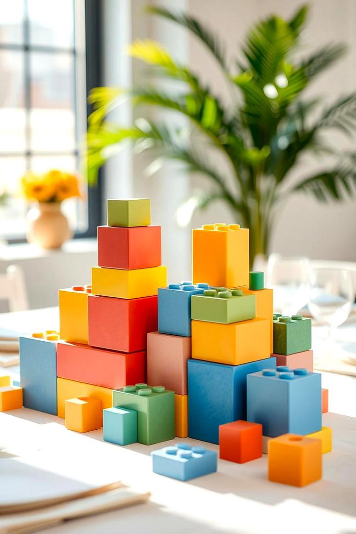 Baby Block Building Set Display - 30 Baby Shower Centerpiece Ideas