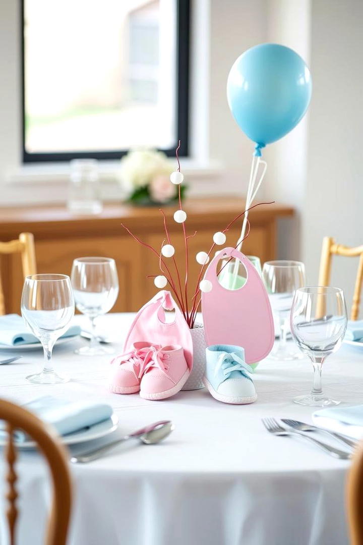 Baby Booties and Bibs Display - 30 Baby Shower Centerpiece Ideas