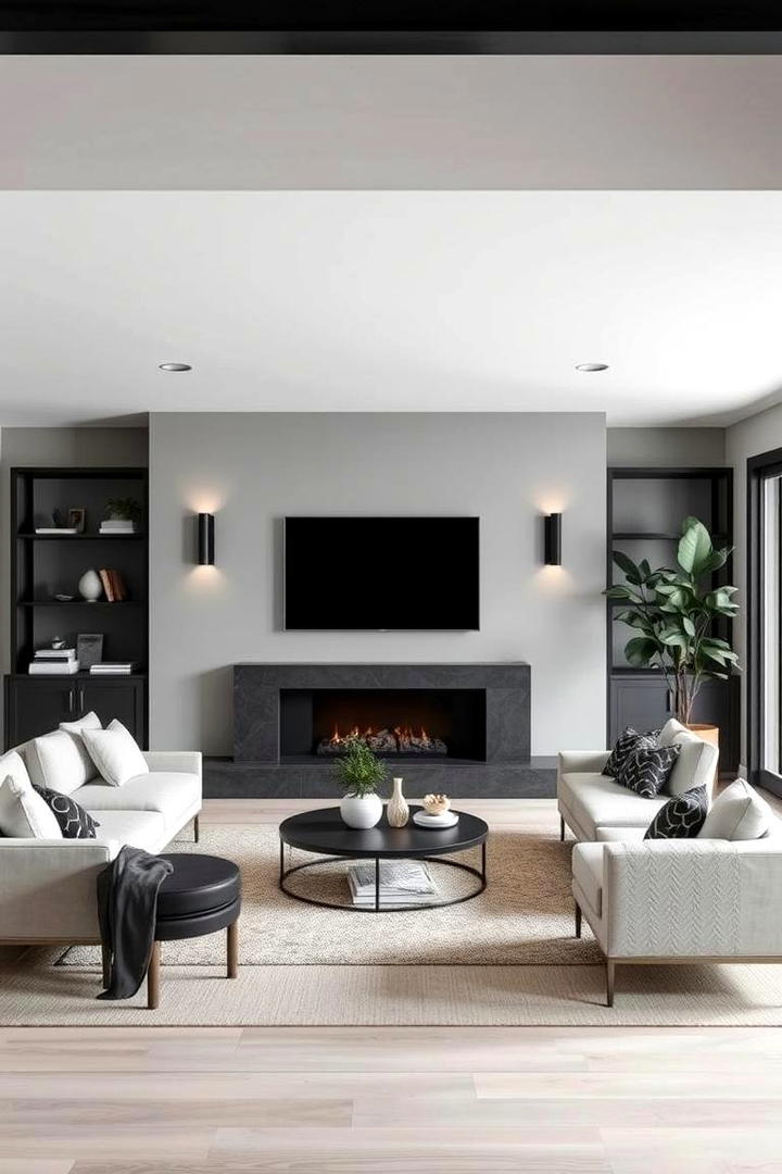 Balanced Modern Retreat - 30 living room grey walls black trim