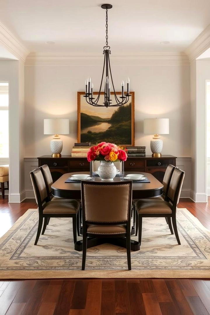 Balanced Symmetry Arrangement - 30 Transitional Dining Room Ideas