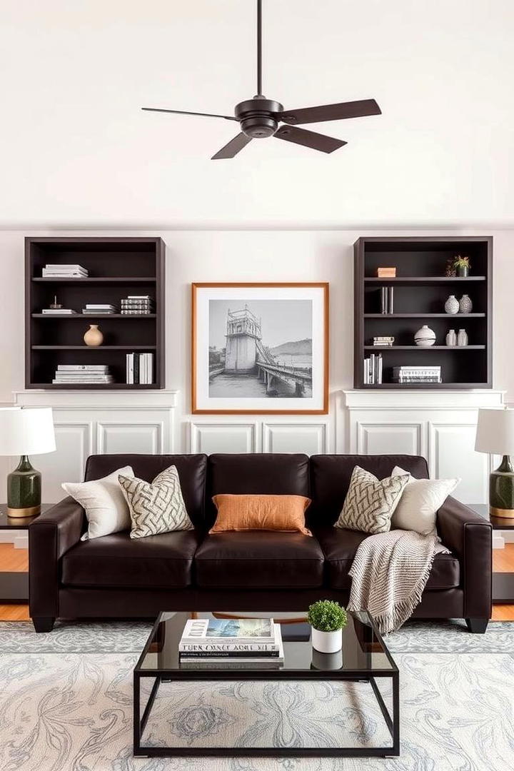 Balanced Symmetry in Arrangement - 30 Dark Brown Couch Living Room Ideas