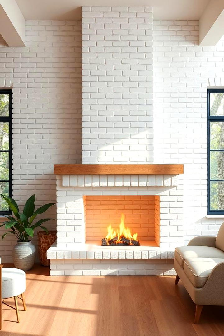 Balanced White Brick Harmony - 30 White Brick Fireplace Ideas