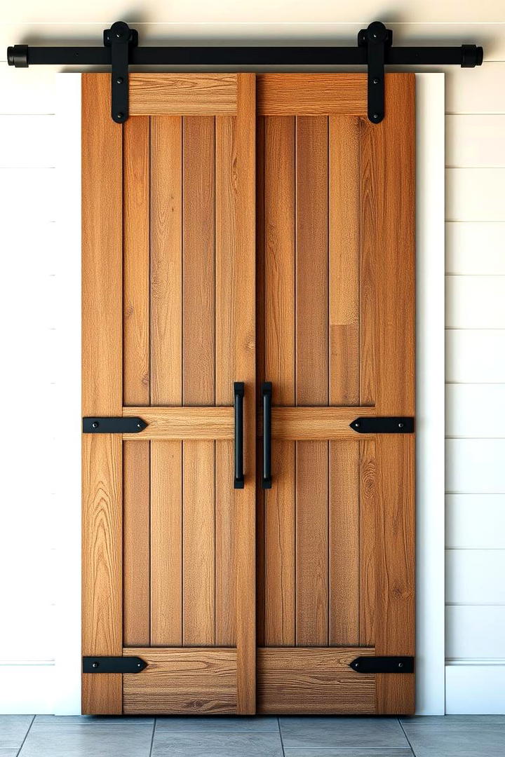 Barn Door Inspired Entry - 30 Farmhouse Front Door Ideas