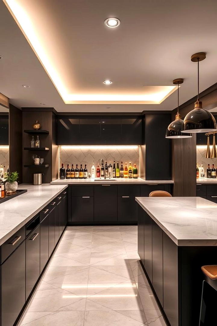 Basement Bar and Counter Setup - 30 Basement Furniture Ideas