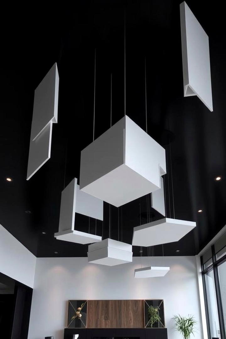 Black Ceiling with Floating Elements - 30 Black Ceiling Design Ideas