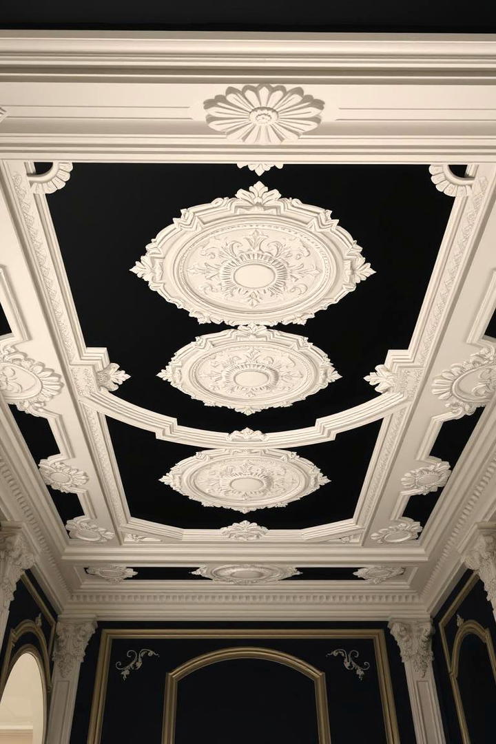 Black Ceiling with Intricate Molding - 30 Black Ceiling Design Ideas