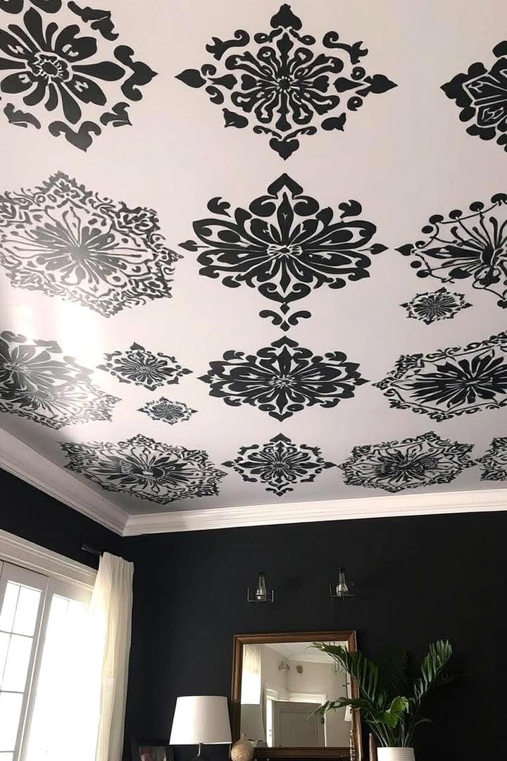 Black Stenciled Ceiling Design - 30 Black Ceiling Design Ideas