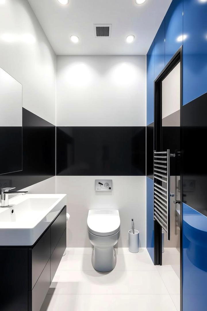 Black and Blue Color Block Bathroom Walls - 30 black and blue bathroom ideas