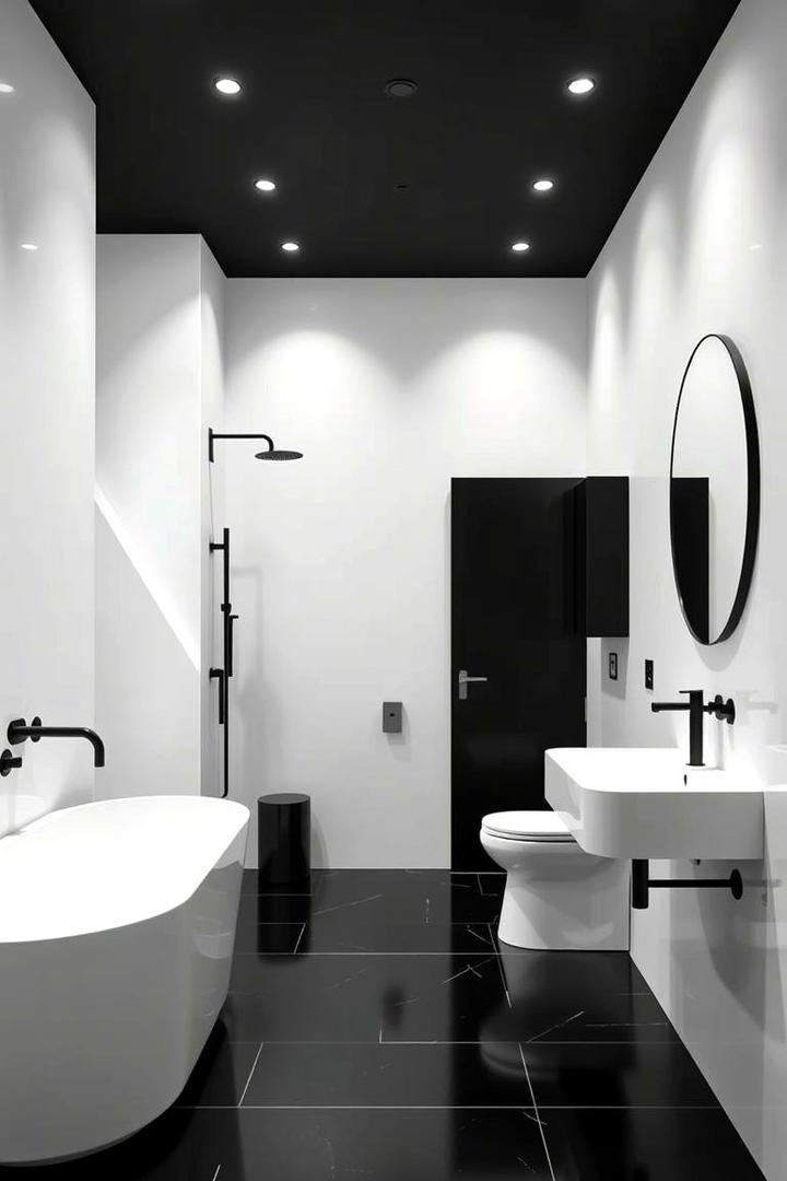 Black and White Contrast Bathroom - 30 Bathroom Decor Ideas