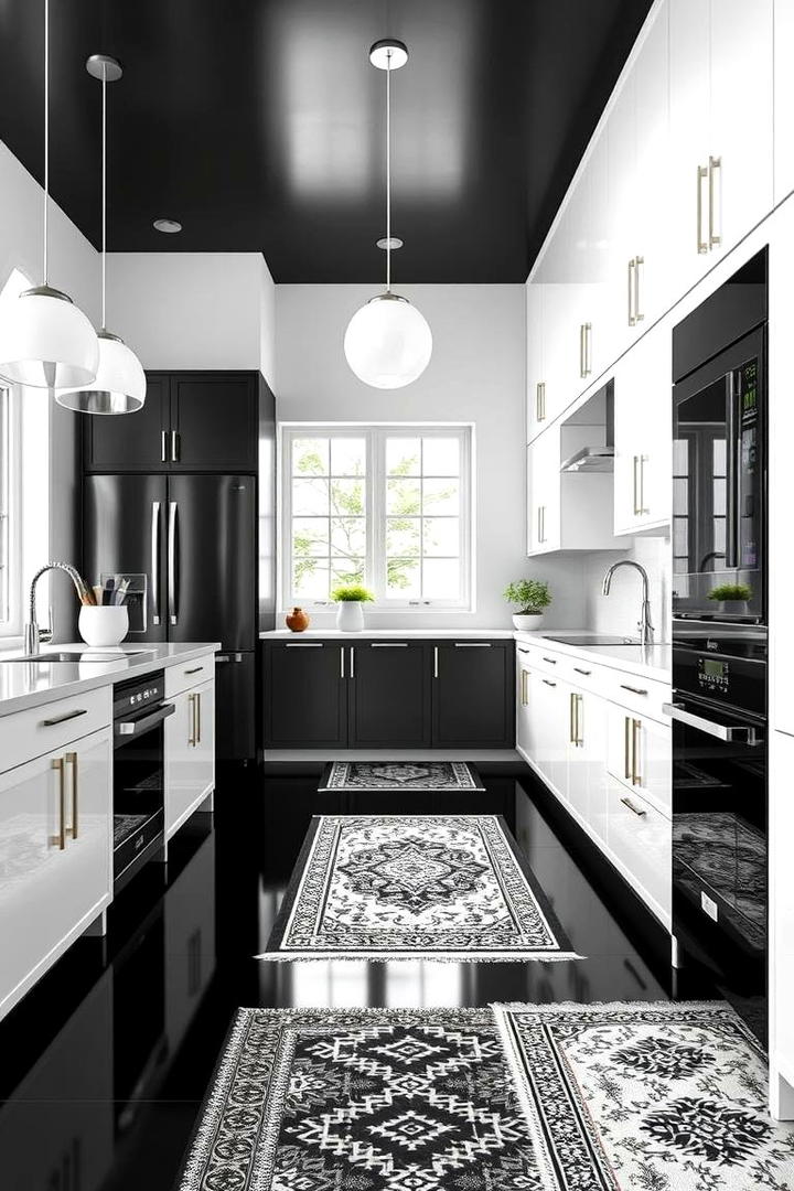 Black and White Contrast Design - 30 Black Floor Kitchen Ideas