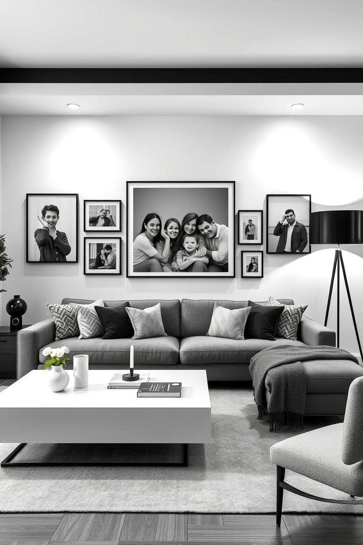 Black and White Theme - 30 Family Picture Wall Ideas