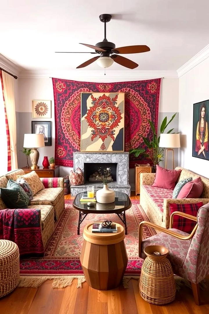 Bohemian Eclectic Mix - 30 Awkward Living Room Layout Ideas