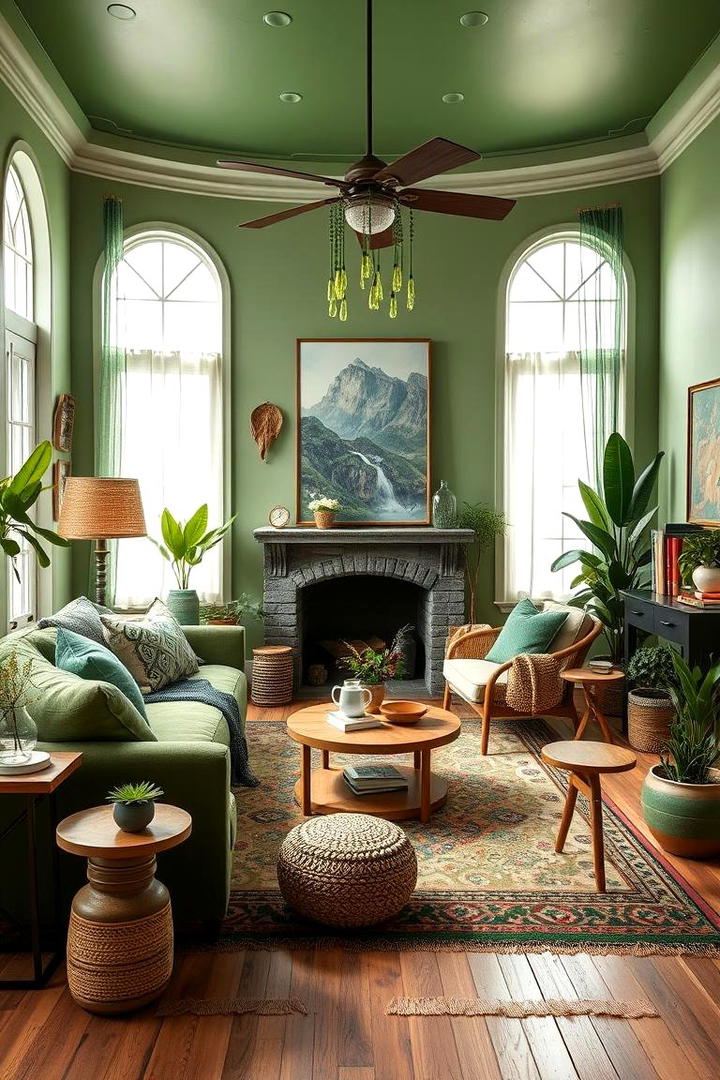 Bohemian Forest Spirit - 30 Forest Green Living Room Ideas