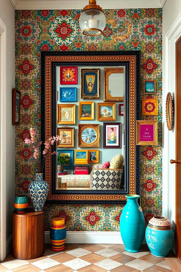 Bohemian Patterned Mirror - 30 Entryway Mirror Ideas