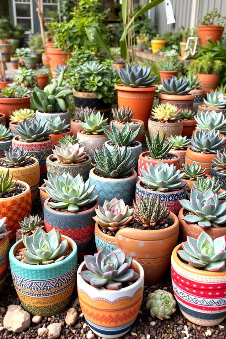 Bohemian Succulent Pots - 30 Outdoor Succulent Container Ideas